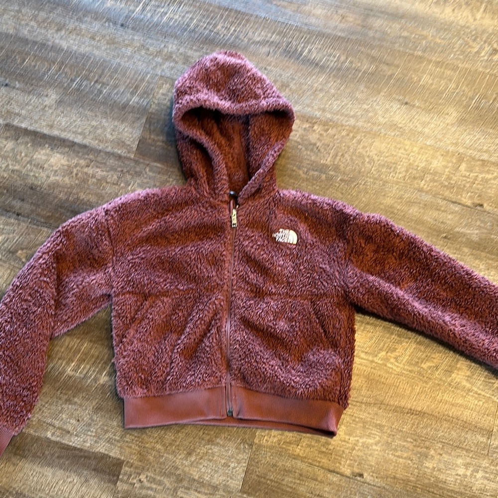 Fuzzy north face jacket